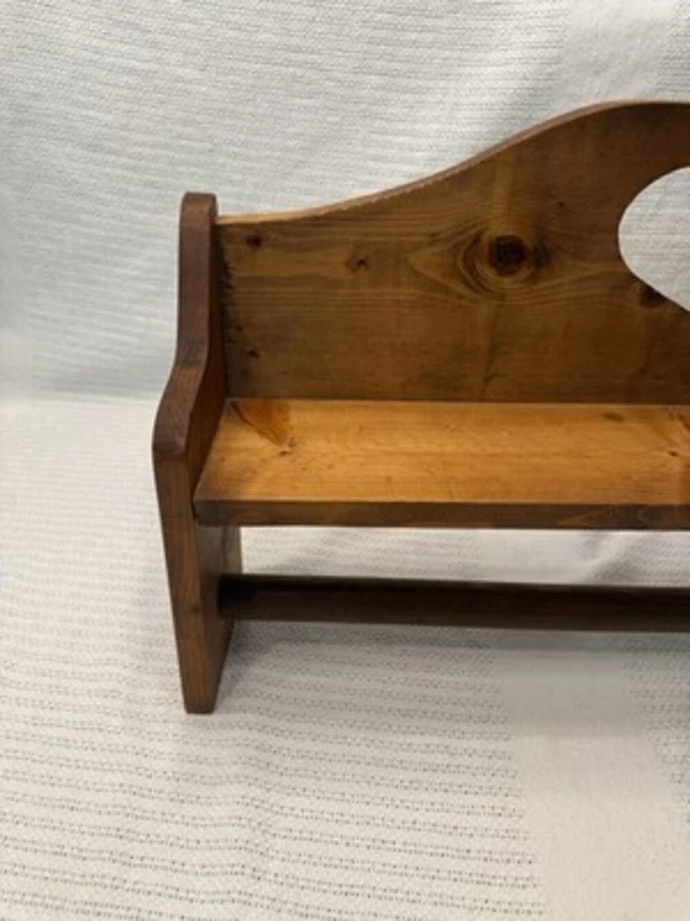 Vtg Solid Wood Wall Shelf Quilt Rack Hanging Bar  37.5” Heart Cutout Cottagecore